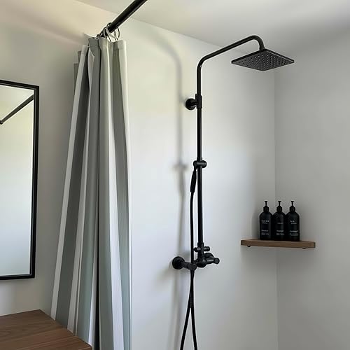 Miniatura 7 de KIBAGA Hermosa cortina de ducha bohemia a rayas para tu baño, elegante cortina verde salvia de 72 x 72 pulgadas que se adapta perfectamente a