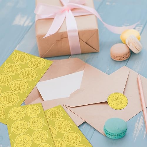 Miniatura 6 de Zonon 100 sellos dorados de cera en relieve, adhesivos de papel de aluminio redondos en relieve, calcomanías de papel de aluminio, certificado de