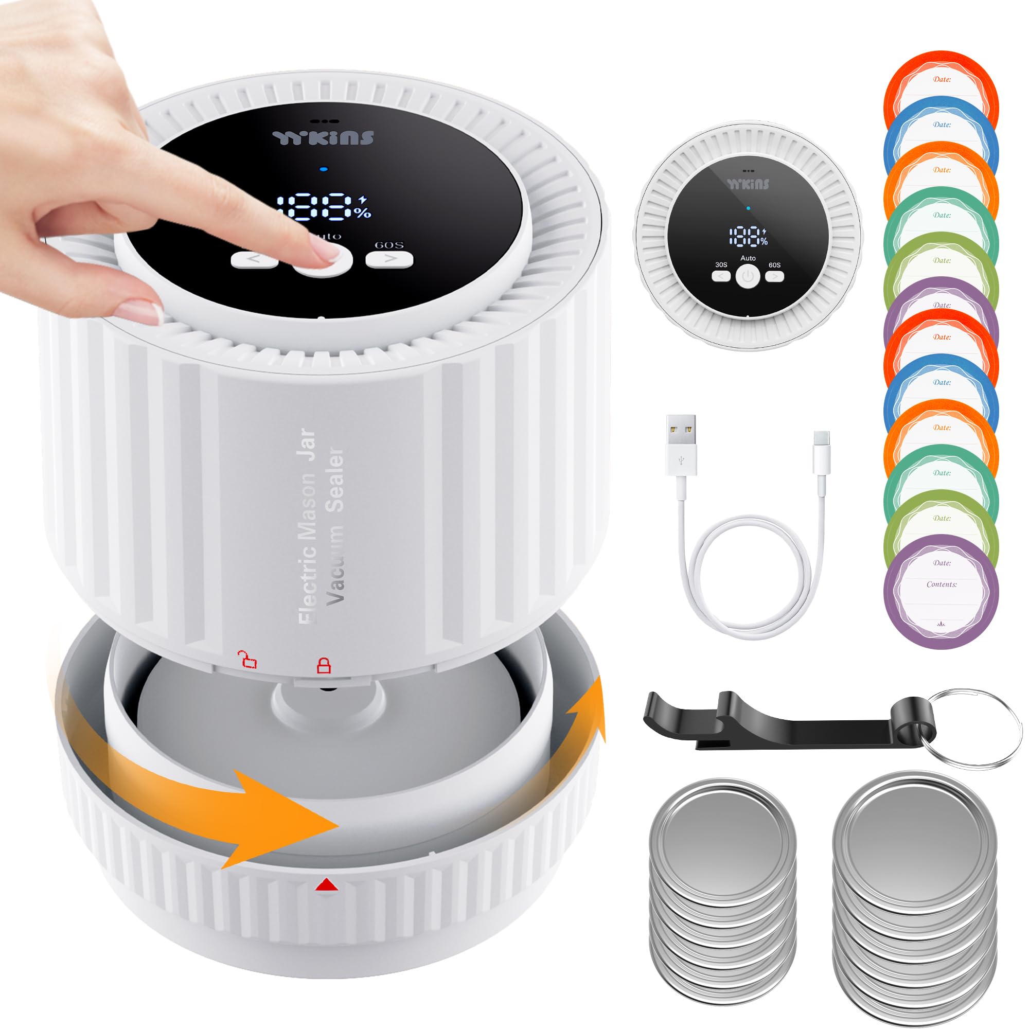 Automatic Electric Mason Jar Sealer Kit, True Bright Vacuum Sealer for Wide Mouth and Regular Jars - Preserve Food Longer