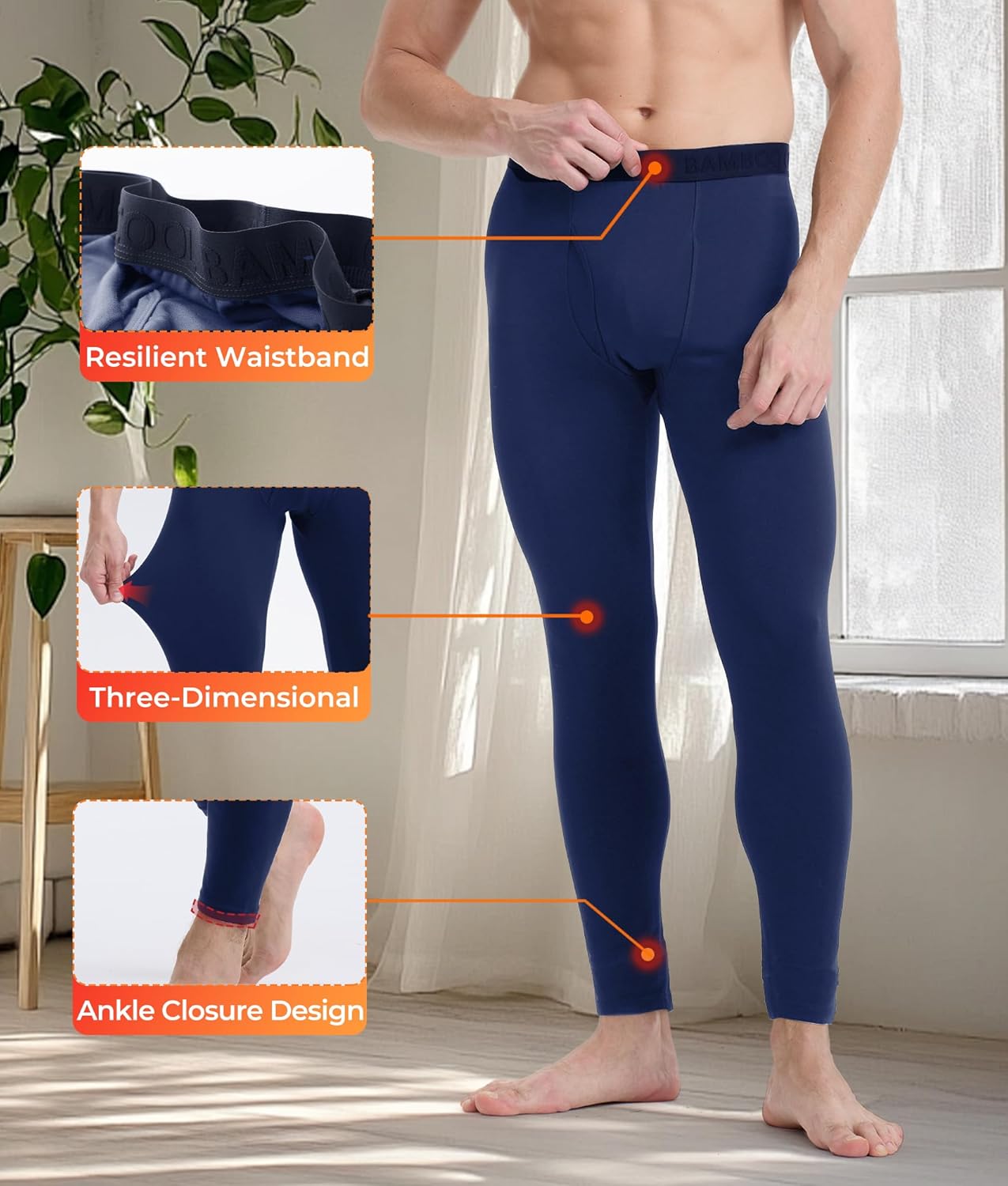 Men's Thermal Underwear Long Johns Bottom with Soft Warm Lining, Heavyweight, Lightweight Cold Weather Base Layer Pants - Image 3