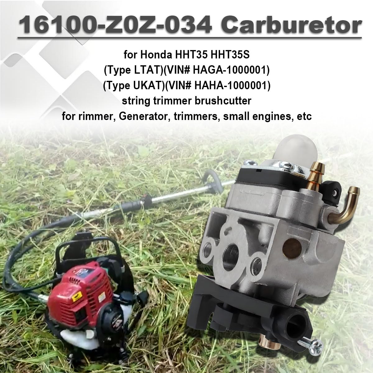 Kit carburatore GX35 per Honda GX35NT HHT35 HHT35S UMC435 4 tempi 1,3 CV per decespugliatore Rimmer Generatore Trimmer Piccoli motori Ricambi 16100-Z0Z-034 16100-Z0Z-815
