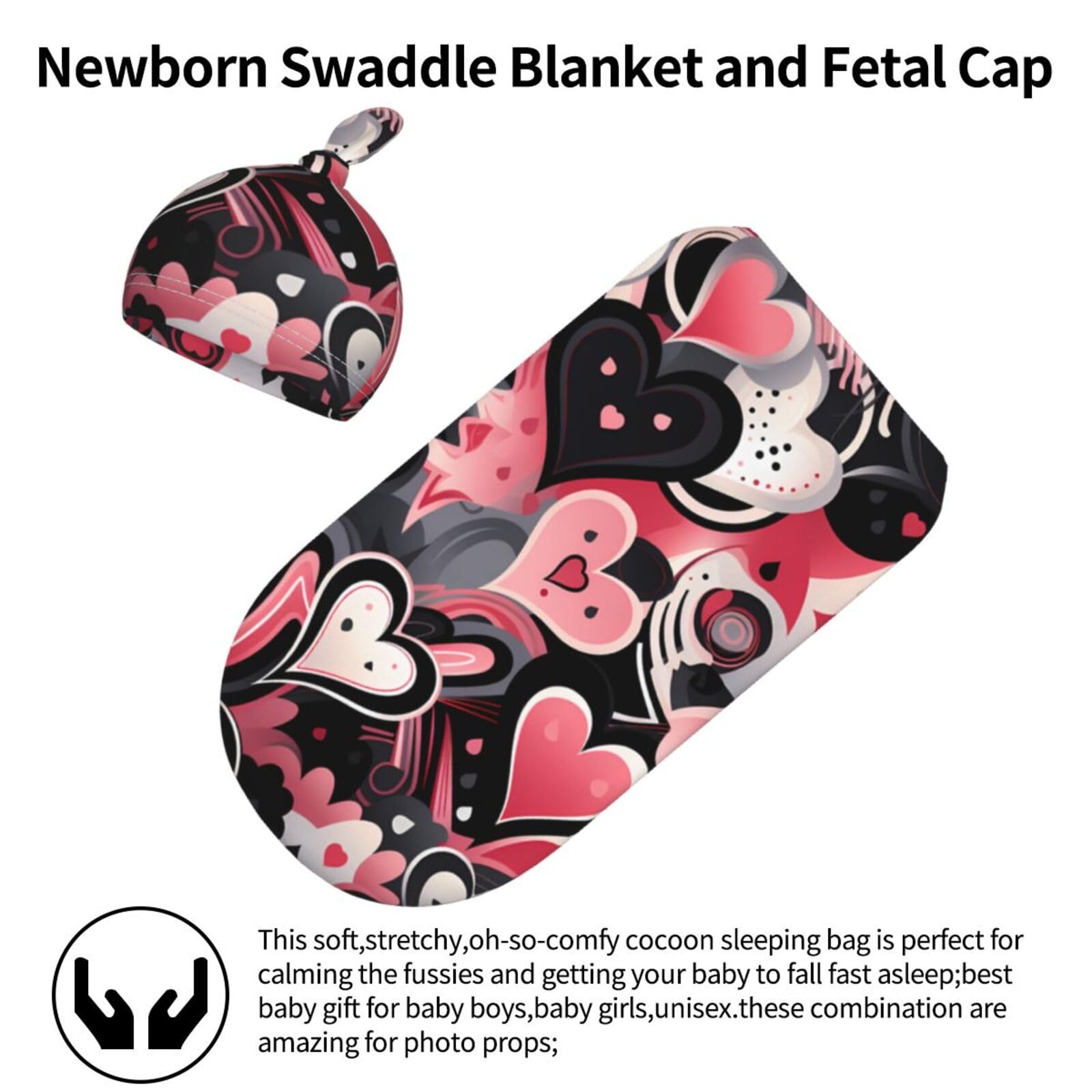 3d Cuore Swaddle Coperta E Cappello Set Per Neonati Avvolgere Accogliente Per Neonati Bambino Comfort 29x53 cm