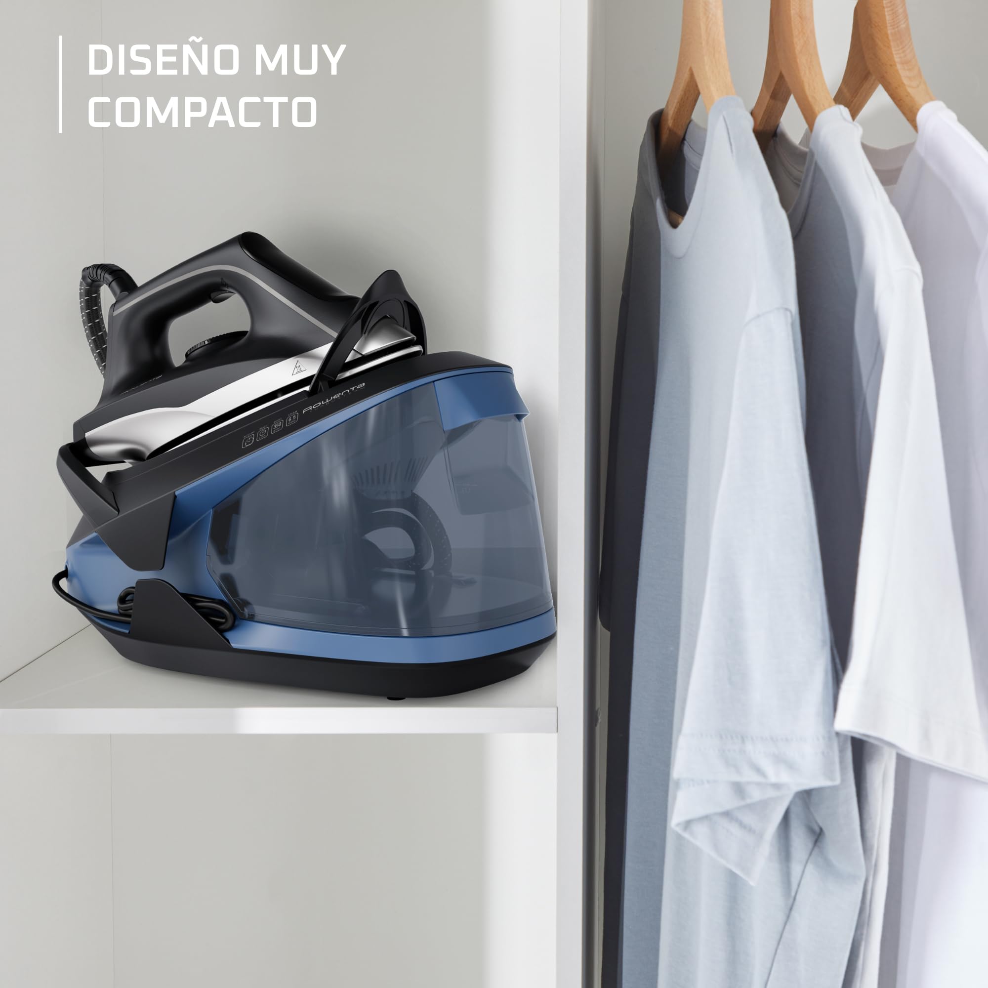 Rowenta Centro de planchado Turbosteam - Potencia 2600W, salida vapor 120g/min, golpe vapor 350g/min, modo Eco, suela MicroSteam400 láser, depósito extraíble XL 1,7L (Reacondicionado)