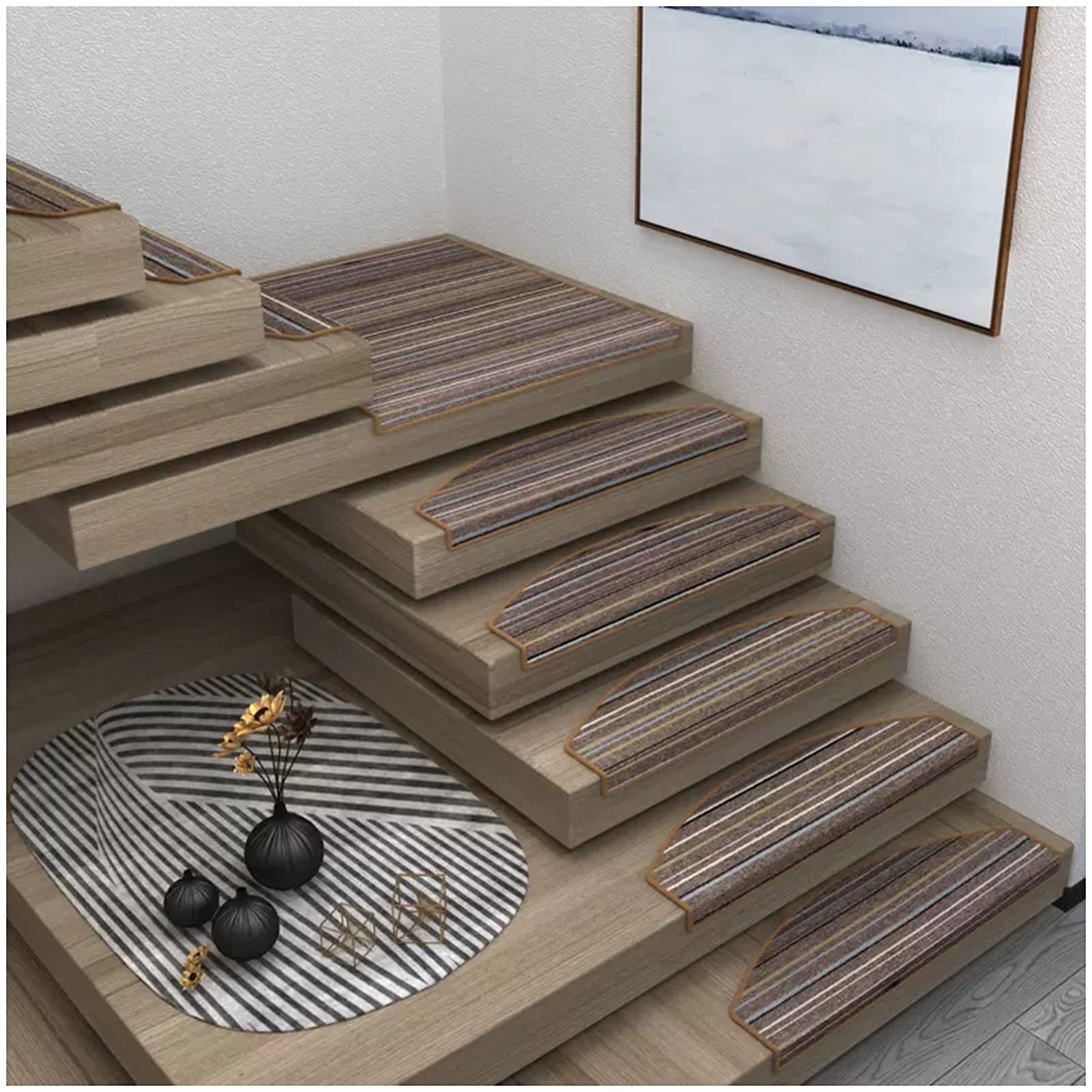 Tapis d'escalier antidérapant réutilisable pour marche bois intérieur