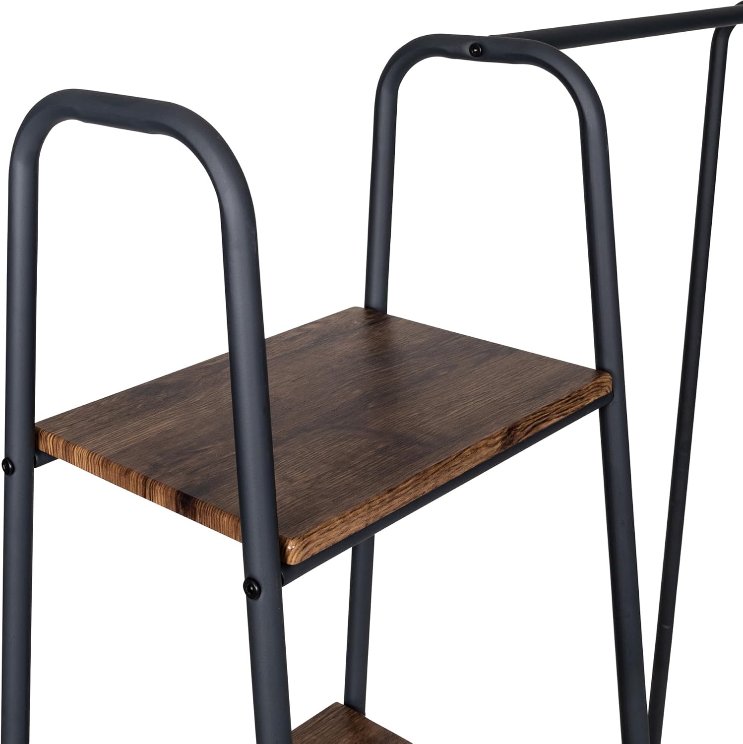 Honey-Can-Do Freestanding Metal Clothing Rack with Wood Shelves, Black/Natural, GAR-09567 image 4