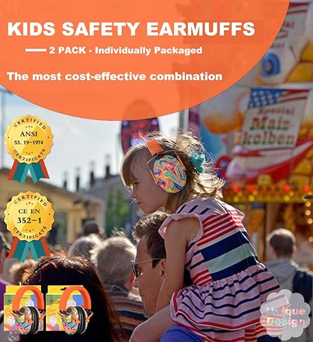 Miniatura 2 de PROHEAR 032 - Paquete de 2 protectores de oídos para niños, con cancelación de ruido, para autismo, niños pequeños, embalaje individual, naranja y