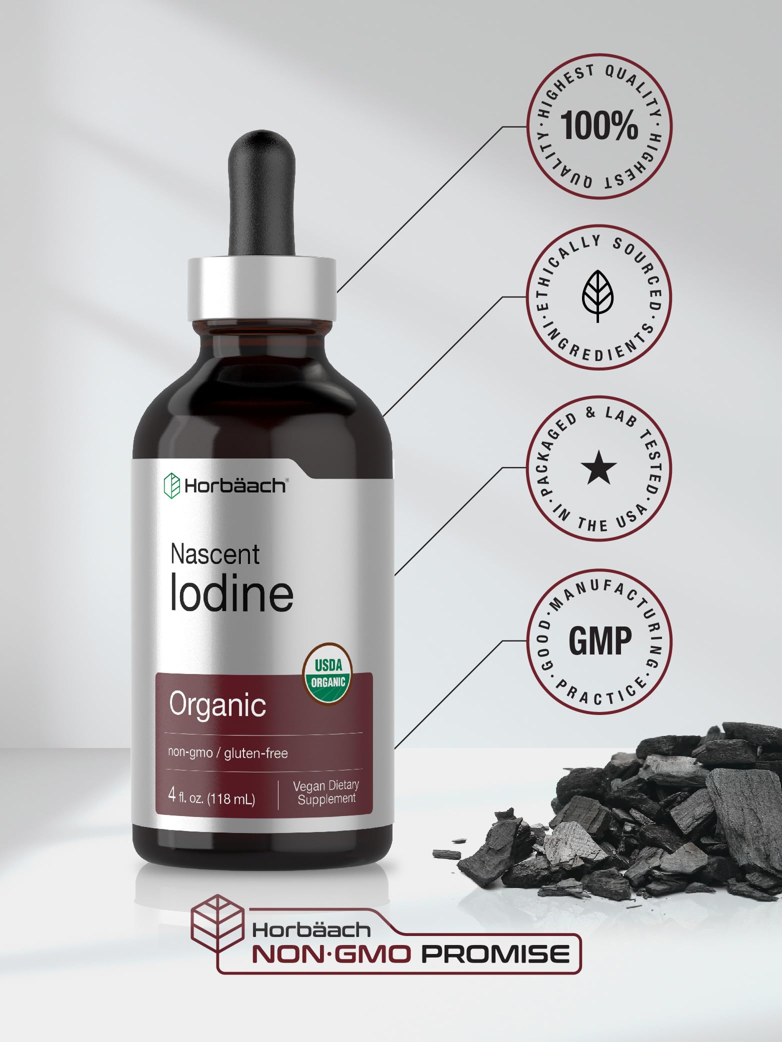 Horbäach Nascent Iodine | 325mcg | 4oz | Organic Liquid Supplement — Amazon image 6