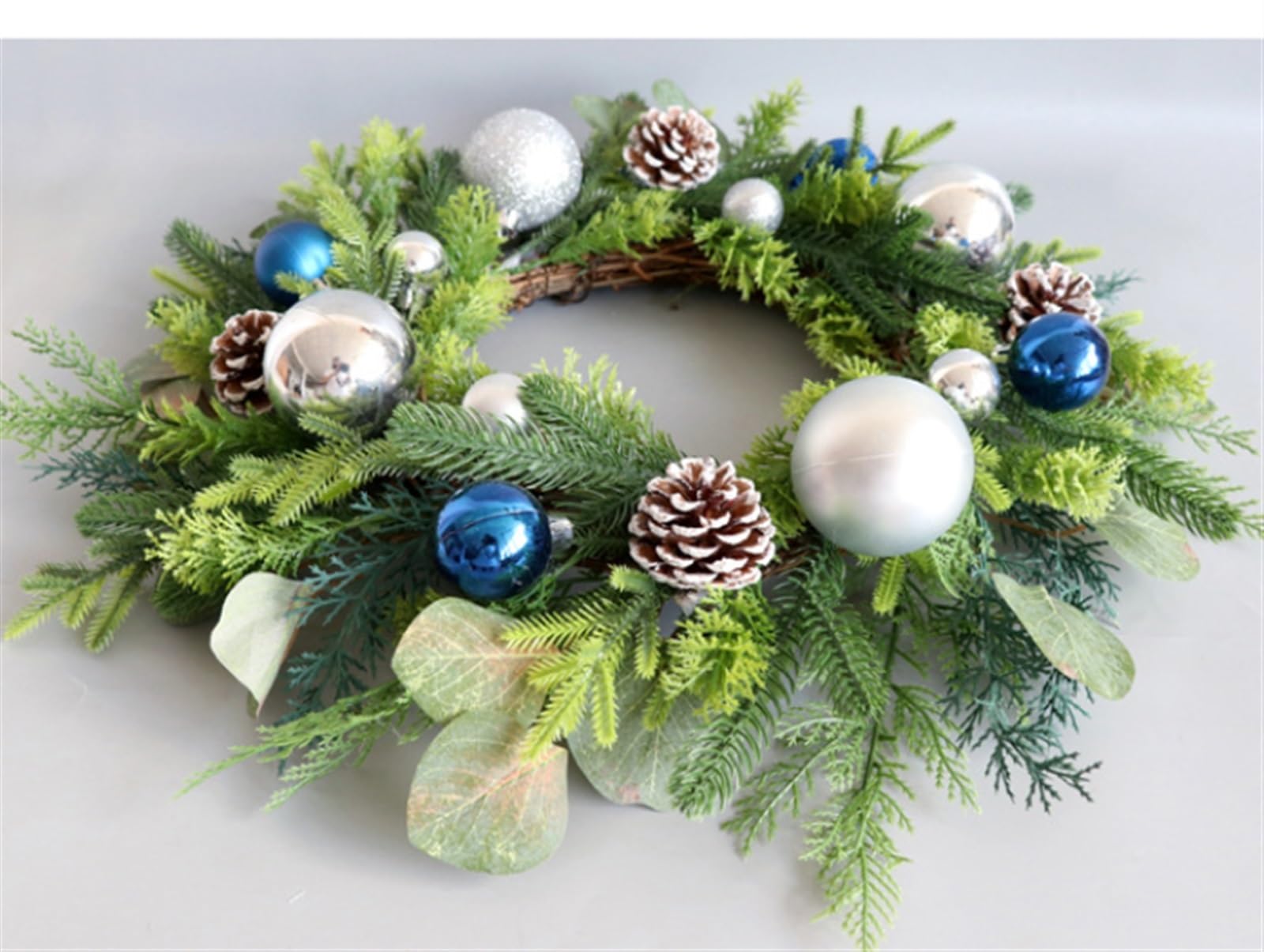 Corona Decorativas Corona De Navidad Decoración Puerta Dorada Champán con Bolas para Puerta
