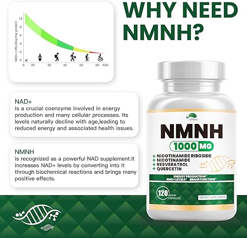 Vista 2 de NMNH (mononucleótido de dihidronicotinamida), suplemento NMNH de 1000 mg de mononucleótido de nicotinamida pura, alternativa de suplemento de alta
