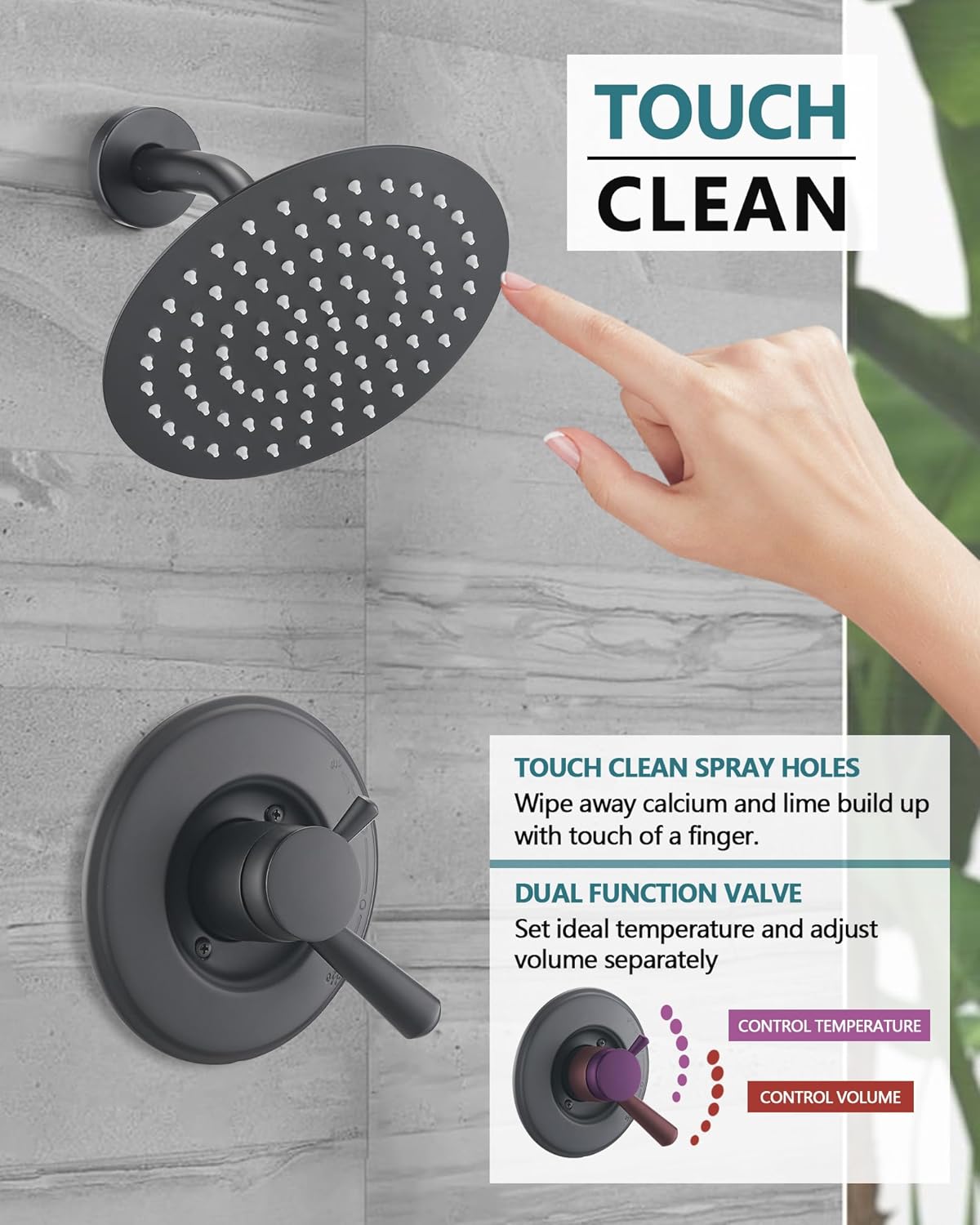 8" Rain Shower Faucet Compatible with 17& 1700 Series Tub Trim Kit, High Pressure Round Rain Shower Head& Handle Set, Matte Black (Valve& Catridge Not Inclued)