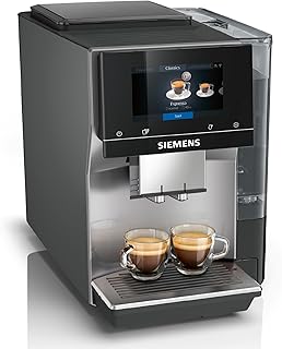 SIEMENS, machine à café à grain entièrement automatique, EQ700, écran iSelect, coffeeWorld, avec Cold Brew et Slow Brew, cappuccinatore, Home Connect, gris anthracite, TP715R01 classic