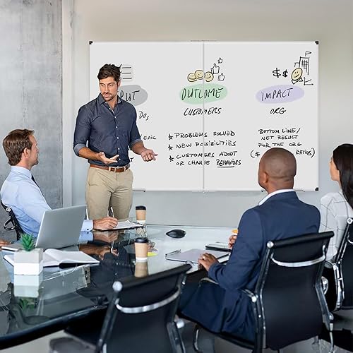 Miniatura 5 de XBoard Pizarra blanca magnética grande de borrado en seco de 60 x 36 pulgadas, 5 x 3 pies, pizarra blanca plegable para pared con bandeja de