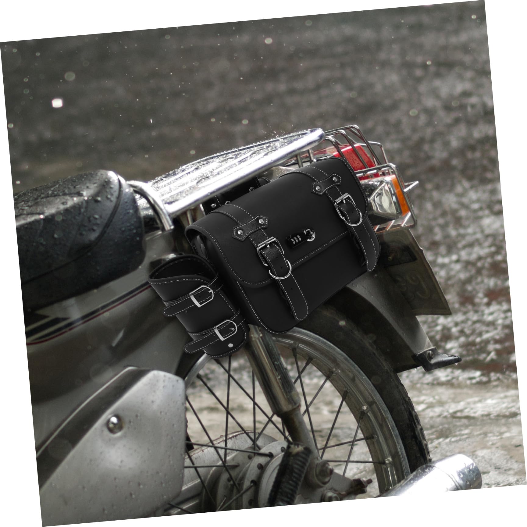 Uniwersalnych Skórzanych Sakw Motocyklowych Wodoodpornych Boczny Pojemnik Narzędzia i Bagaż Trwały Do Motocykla Łatwy Instalacji Czarny