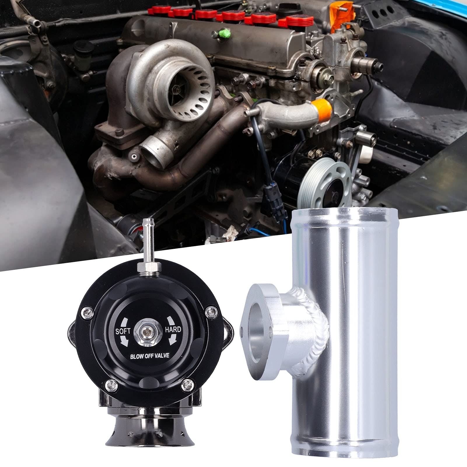 Válvula de descarga turbo de palanquilla de aluminio, tubo de brida de 2,5 pulgadas TipoRS Válvula de descarga universal Accesorio para automóvil SDDBOVGRSBL FPG250(negro)
