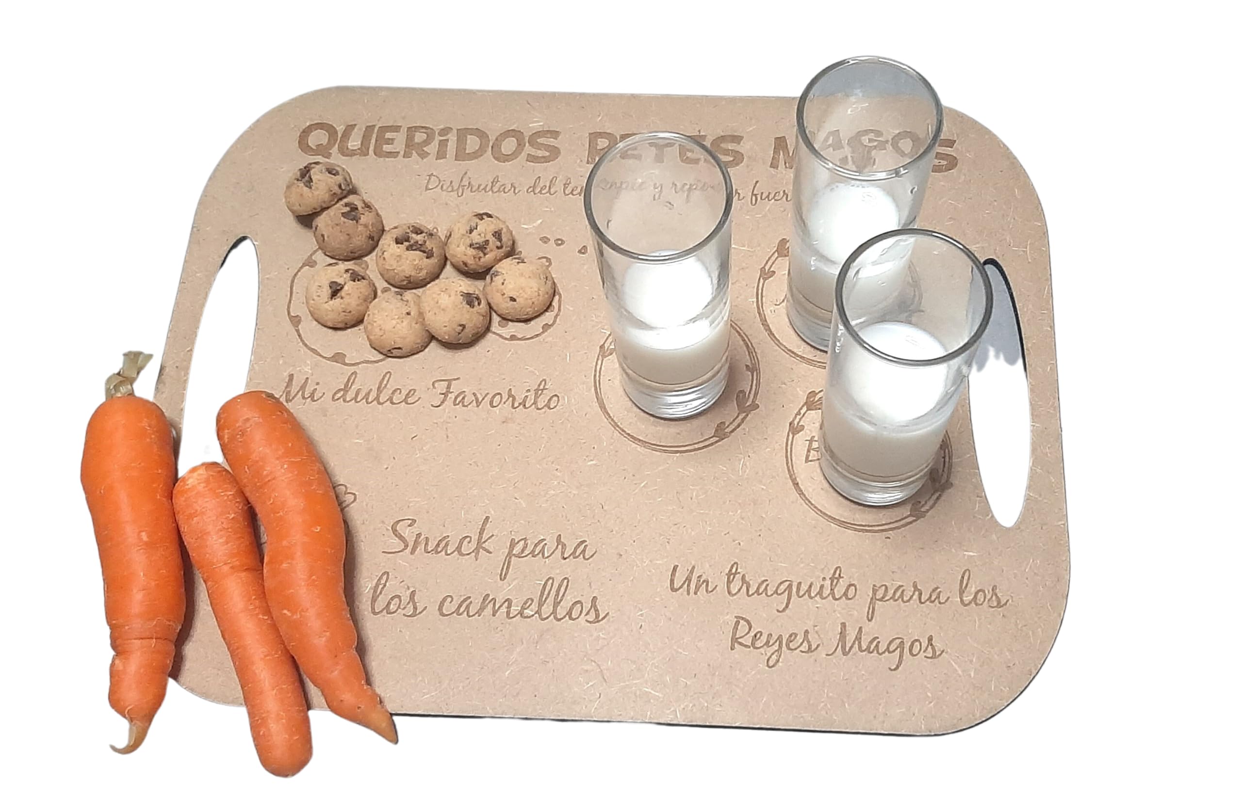Los Eventos de la Tata. Bandeja para Reyes Magos - Bandeja Papa Noel Personalizada - Bandeja navideña (Bandeja, Reyes Magos)