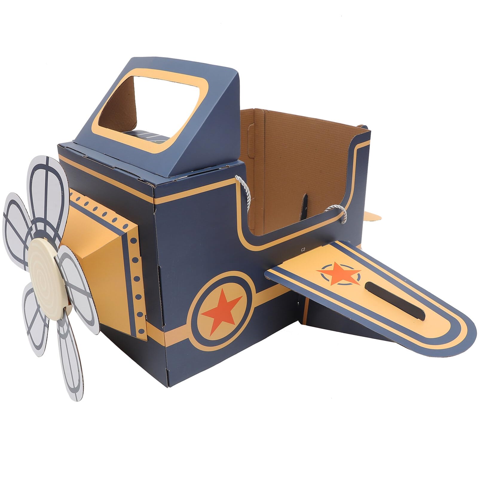 Photo 1 of BESTOYARD Wearable Cardboard Airplane Toys Kids Cardboard Airplane Costume Wearable Aircraft Plane Toy Toddler Airplane Costume Cardboard Making Toy for Playtime Blue