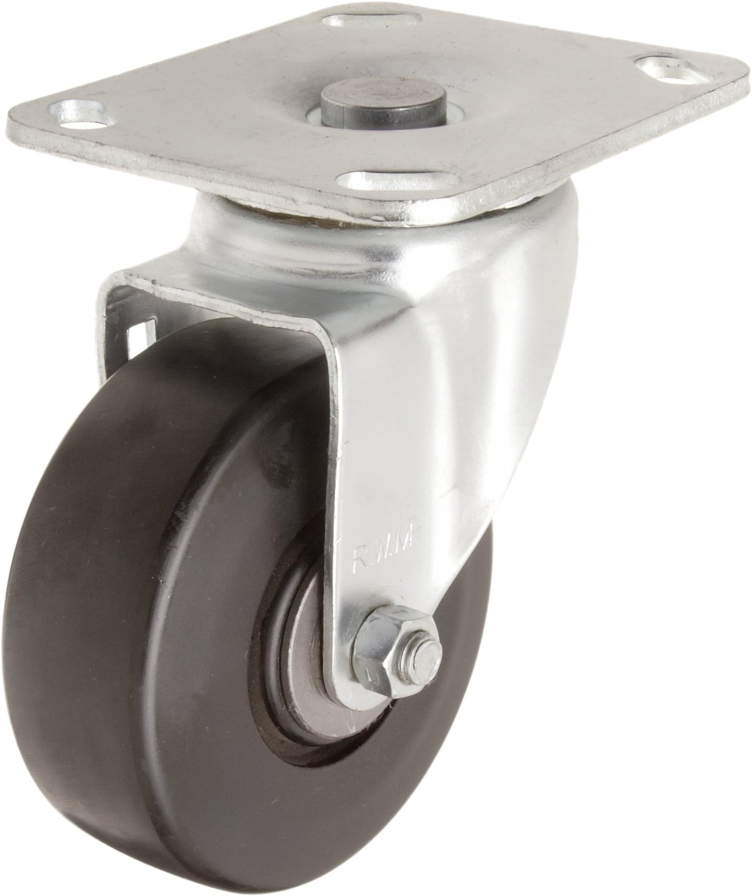 40 Series Plate Caster, Swivel, Polyolefin Wheel, Roller Bearing, 375 lbs Capacity, 4" Wheel Dia, 1-1/2" Wheel Width, 5-5/8" Mount Height, 4-1/2" Plate Length, 4" Plate Width
