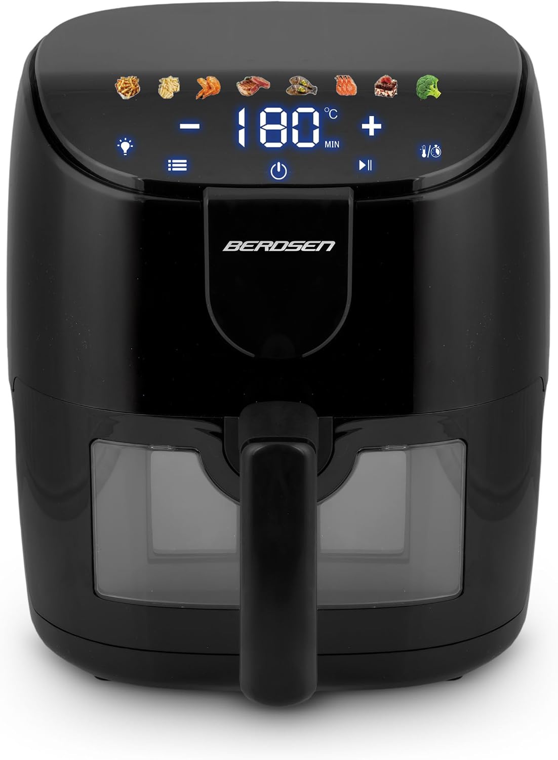 Berdsen Frytkownica Beztłuszczowa 4L - Airfryer z Okienkiem i Ekranem Dotykowym - 1500W - 8 Programów - Można Myć w Zmywarce