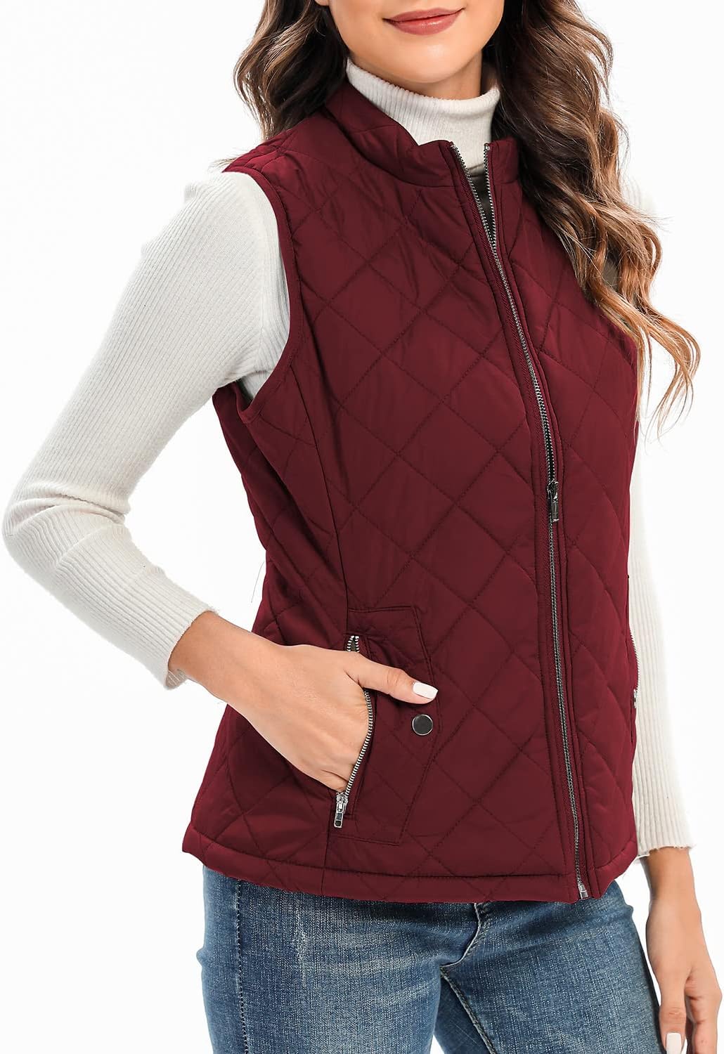 Xeoxarel Women's Quilted Vest with 4 Pockets, Puffer Padded Lightweight Gilet - Image 3