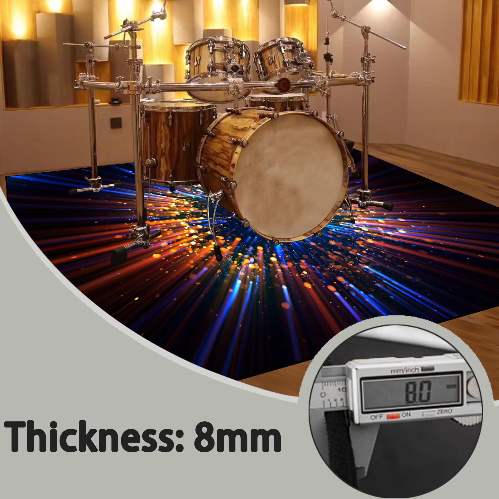Drum Teppich Schlagzeug Teppich Schallschutz Teppich Schallschutzmatte Professionelle rutschfeste Teppiche Elektronisches Jazz Schlagzeug Kit für Bass Snare Drum Schlagzeugteppich Matte 200 x 170 cm
