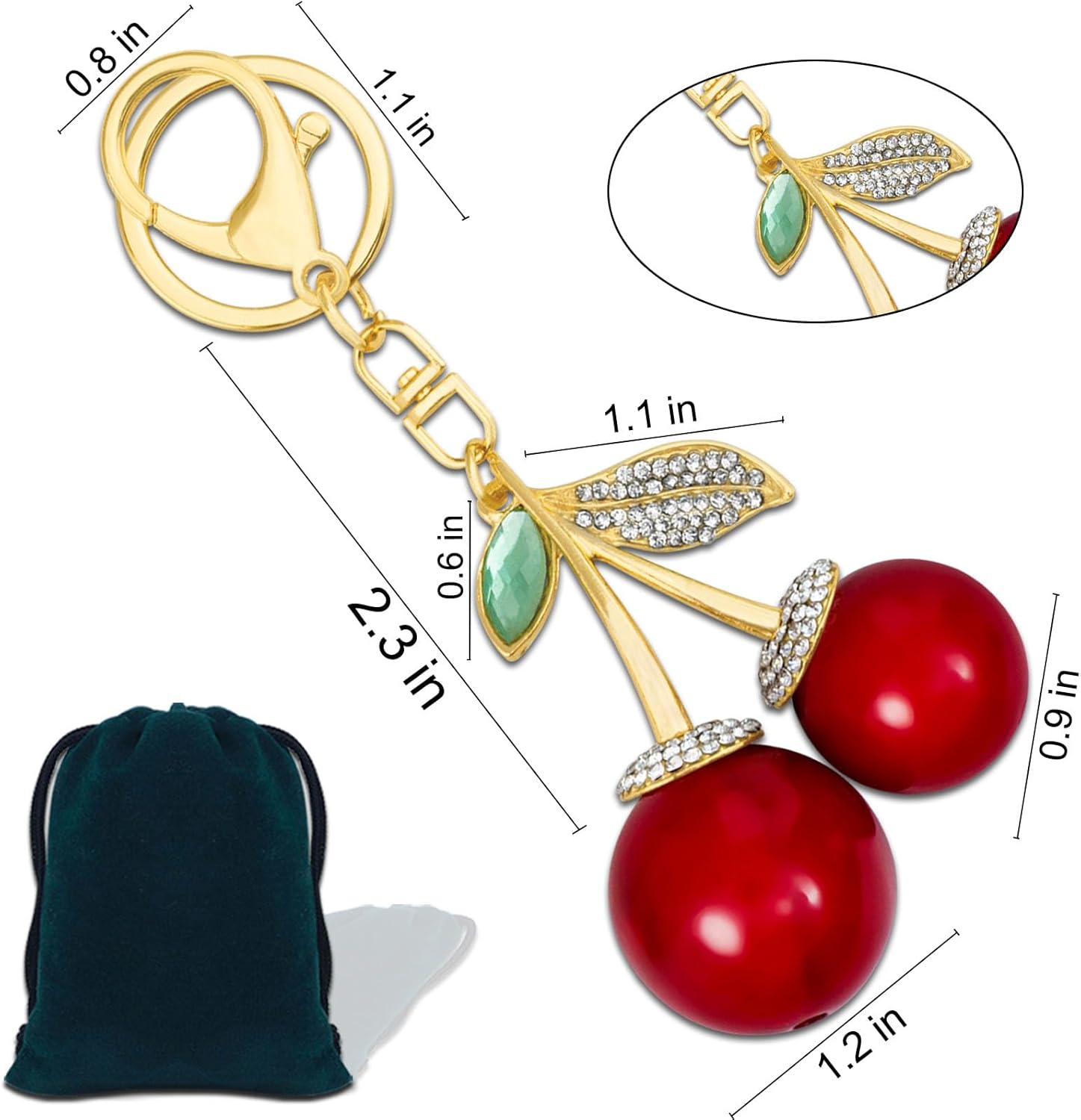 Keychain Cherry Bag Purse Charms For Handbags Accessories— Cherry Bag Charm For Women Cute Valentines Day Gifts - Image 6