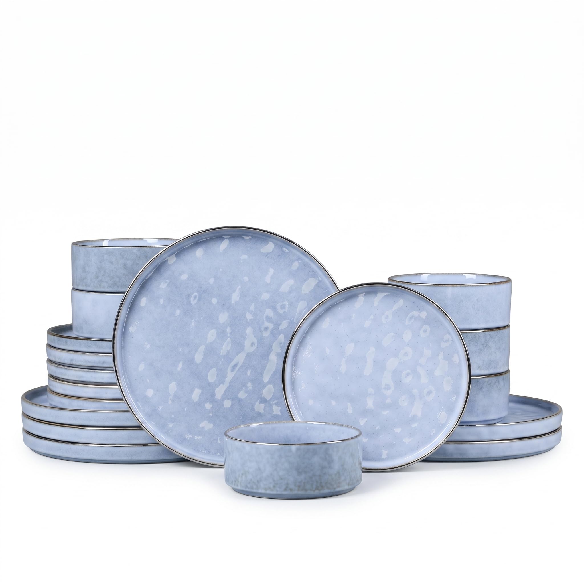 HaWare Dinner Set, 18 Piece Dinnerware Plates and Bowls, Grayish Blue — image 1