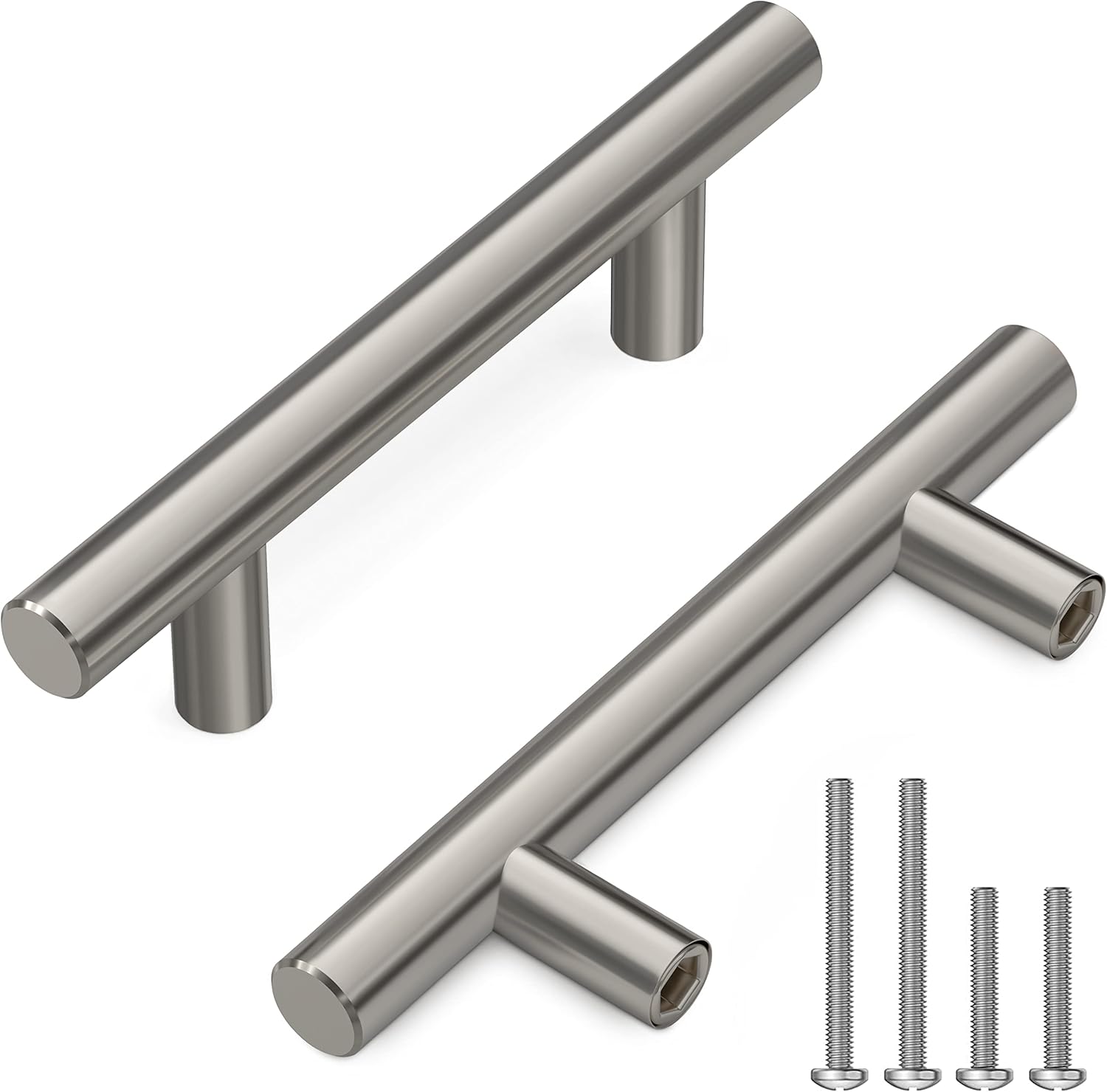 Brushed Nickel Stainless Steel Cabinet Bar Pulls with Mounting Hardware