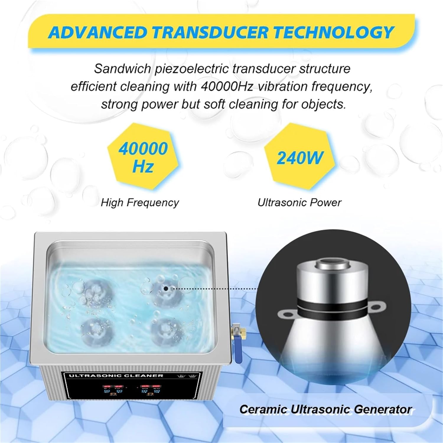 2L 3L 4L 6L 10L 15L 22L 30L Digital Ultrasonic Bath 600W Heater Timer Degas Clean Basket Ultrasound Cleaner Cleaning Tool(008S-60W-0.8L,UK)