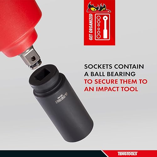 Miniatura 10 de Teng Tools Zócalo de impacto de molibdeno de cromo profundo de 6 puntos ANSI de 12 pulgada de 0.669 in  Herramienta mecánica  Herramienta de mano -