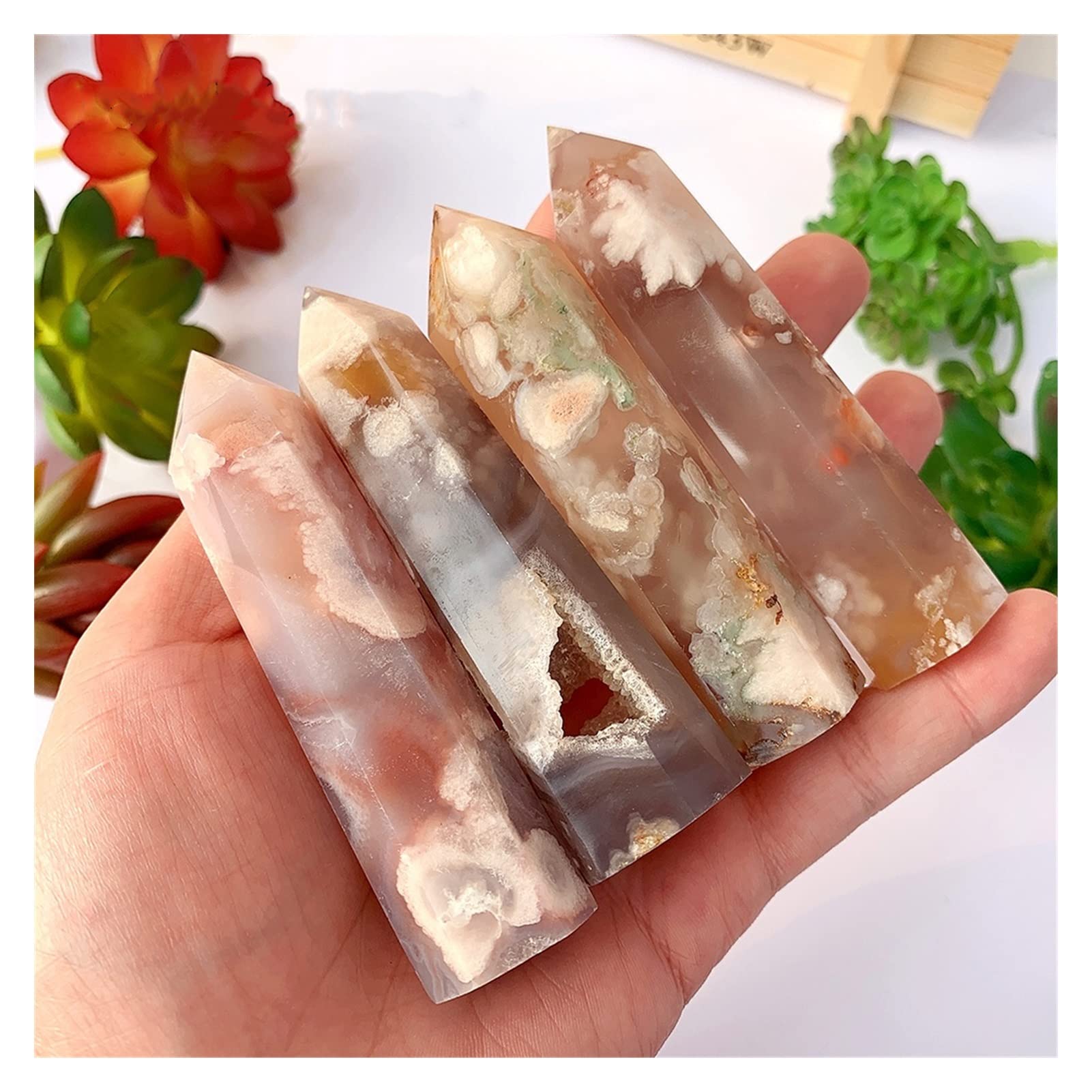 Cristal Natural en Bruto de Cuarzo y Ágata de 8-9cm para Decoración