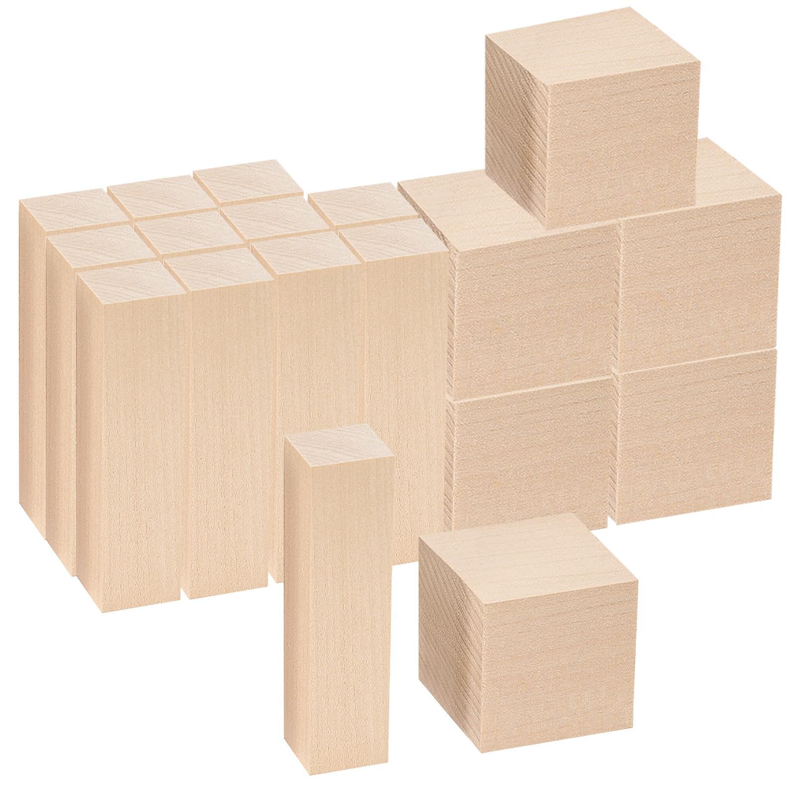 Basswood Carving Blocks, 2 Size Unfinished Wood Blocks Smooth Whittlers Wood Carving Hobby Kit for Beginners Adults Kids, Gift for Hobbyist DIY Fun (18Pcs)