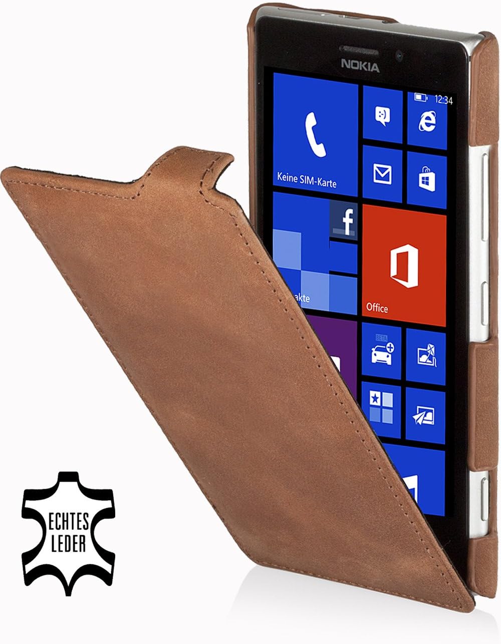 StilGut UltraSlim Genuine Leather Case for Nokia Lumia 925, Vintage Cognac