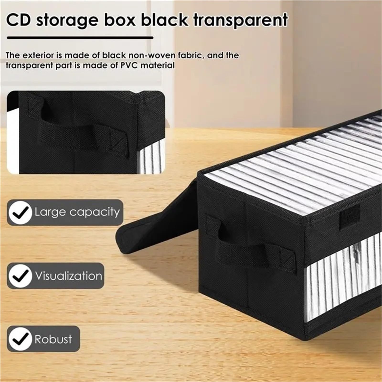 Borsa porta CD in tessuto, Custodia for CD Organizer for dischi in tessuto non di grande capacità da 2 pezzi