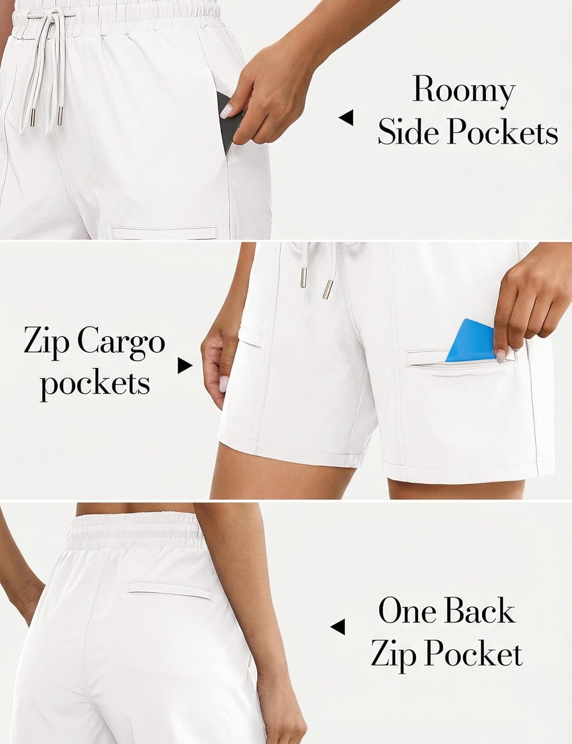 luvamia Hiking Shorts for Women Cargo Lightweight Pull On Elastic Waist Summer Shorts Athletic Golf with Zipper Pockets - Image 5