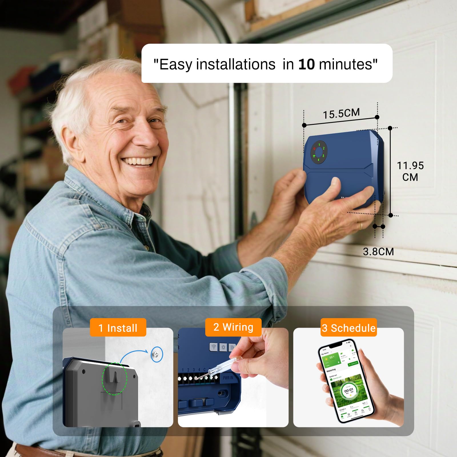 INKBIRD IIC-401-WIFI 4-strefowy sterownik nawadniania WiFi, inteligentny sterownik zraszaczy z inteligentnymi pominięciami pogodowymi, obliczanie zużycia wody, ręczne podlewanie, do trawnika, ogrodu