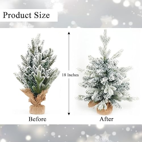 Miniatura 2 de Árbol de Navidad artificial de mesa, pequeño, de 18 pulgadas, árbol de pino de Navidad flocado para mesa, escritorio, decoración de Navidad para el