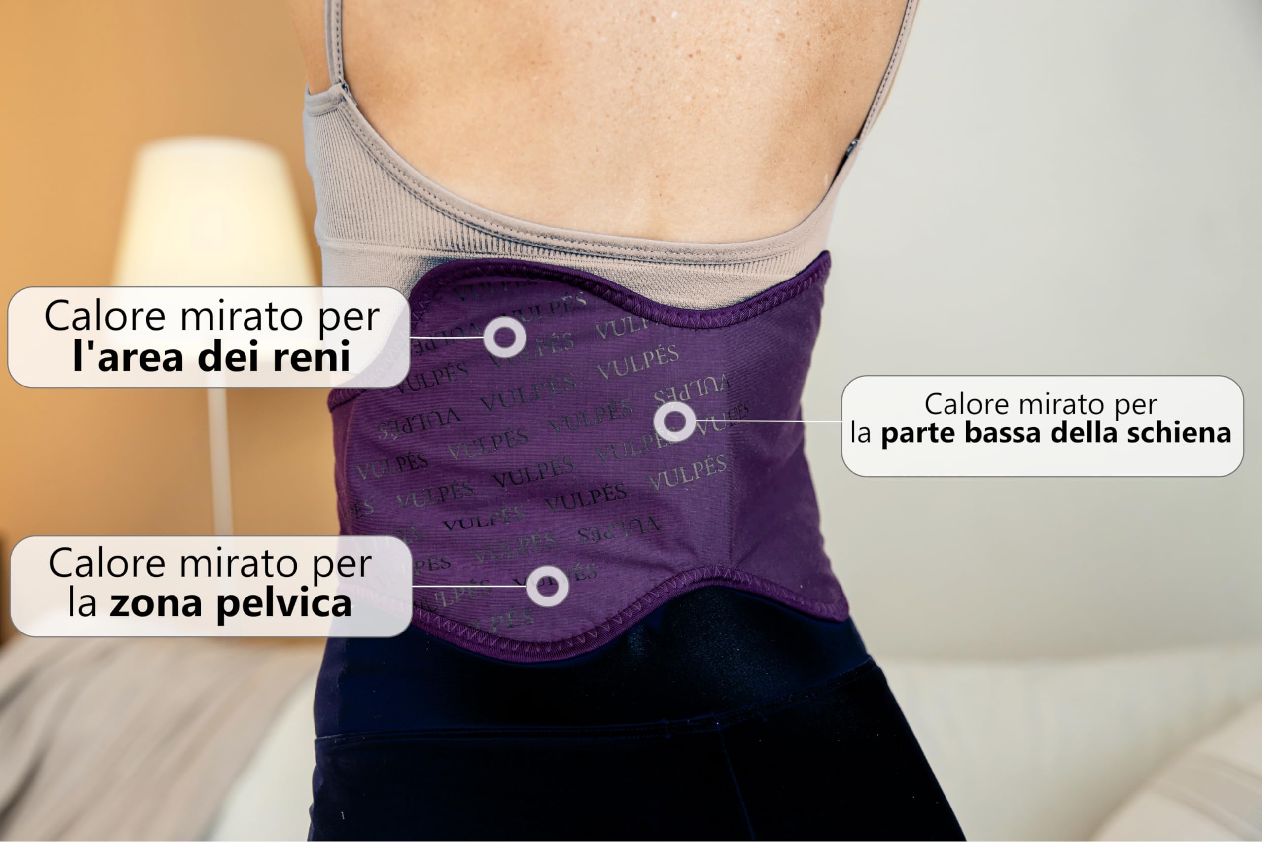 Vulpés Cintura renale riscaldata intelligente, supporto termico per schiena, reni e pelvici | controllo smartphone | progettato in Germania | senza powerbank (107 cm)