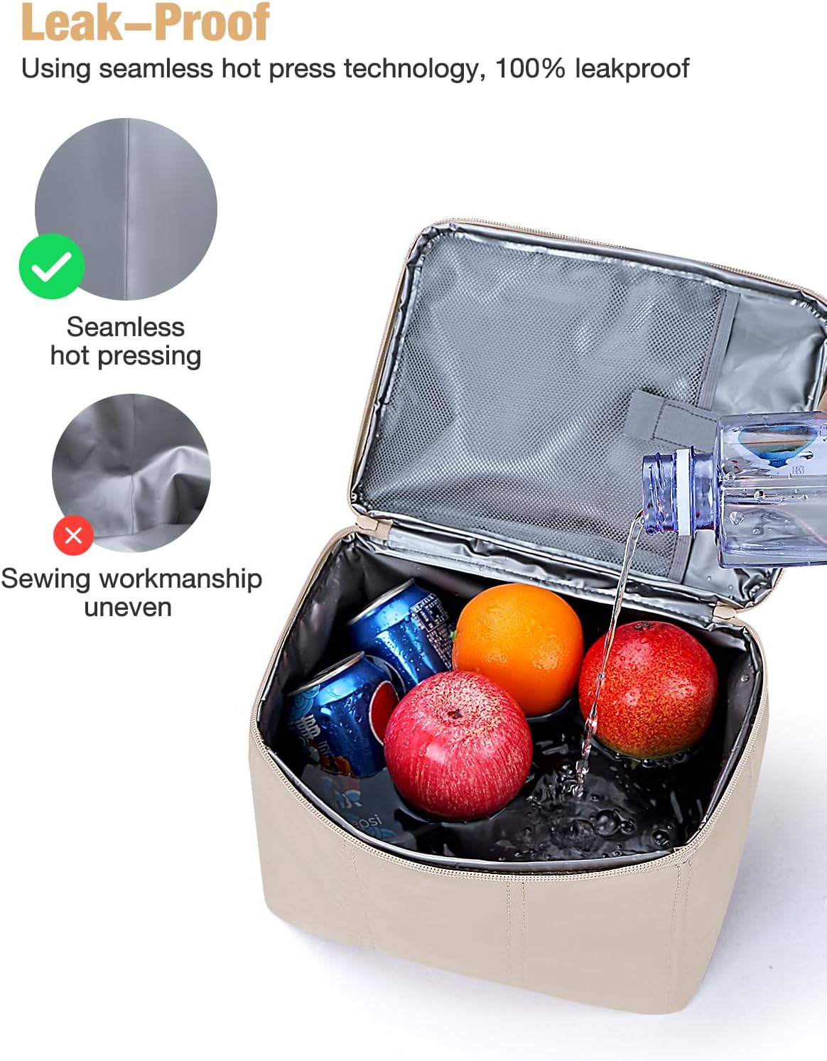 Vuudh Insulated Lunch Bags for Women, Quilted Lunch Box, Lightweight Puffy Padded Waterproof Lunch Tote, Reusable Lunch Cooler bag for Work Picnic Travel - Image 4