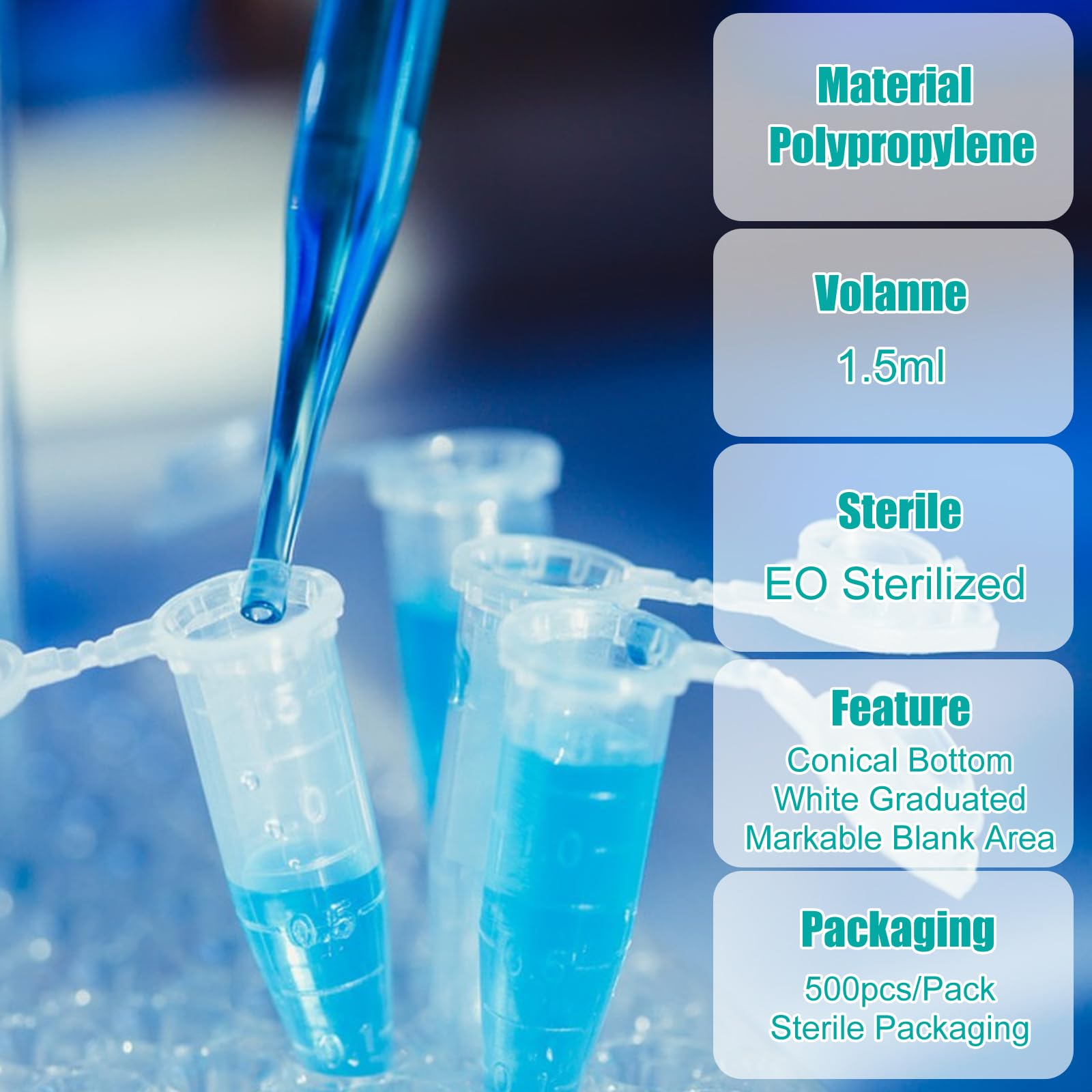 DAJAVE Lot de 1000 tubes de centrifugeuse 1,5/2 ml - Récipients de réaction - Tubes à microcentrifuger transparents en plastique - Tubes à échantillons - Tubes à essai de centrifugeuse - Vial de