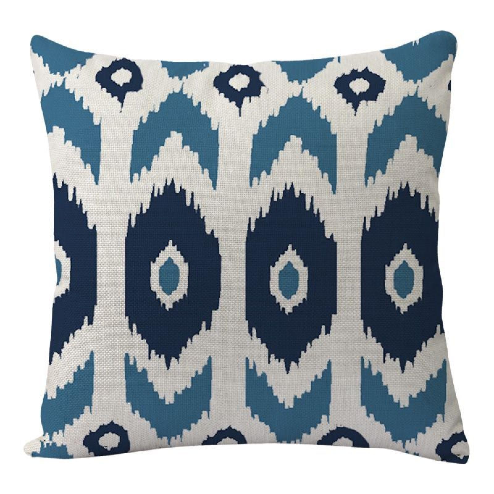 Wazylphin Cushion Covers Blue Bohemia Pillow Cases Cotton and Linen Cushions with Covers Included Zipper Sofa Cushions Soft Pillowcase Living Room Pillow Cover Bedroom Cushion Cover 40x40cm/1 Pack
