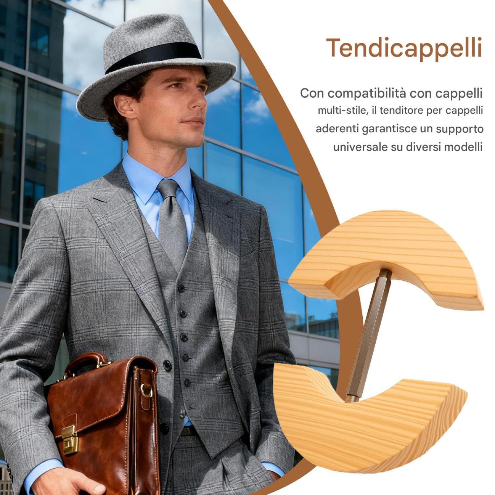 Barella Per Cappello Aderente - Barella Per Cappello In Legno | Estensore Per Cappelli, Estensore In Legno (1) Vestibilità Regolabile, Strumento Per Modellare Il Berretto, Ridimensionatore Per Coprica
