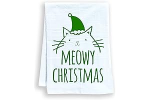Adorable Meowy Christmas Flour Sack Kitchen Towel