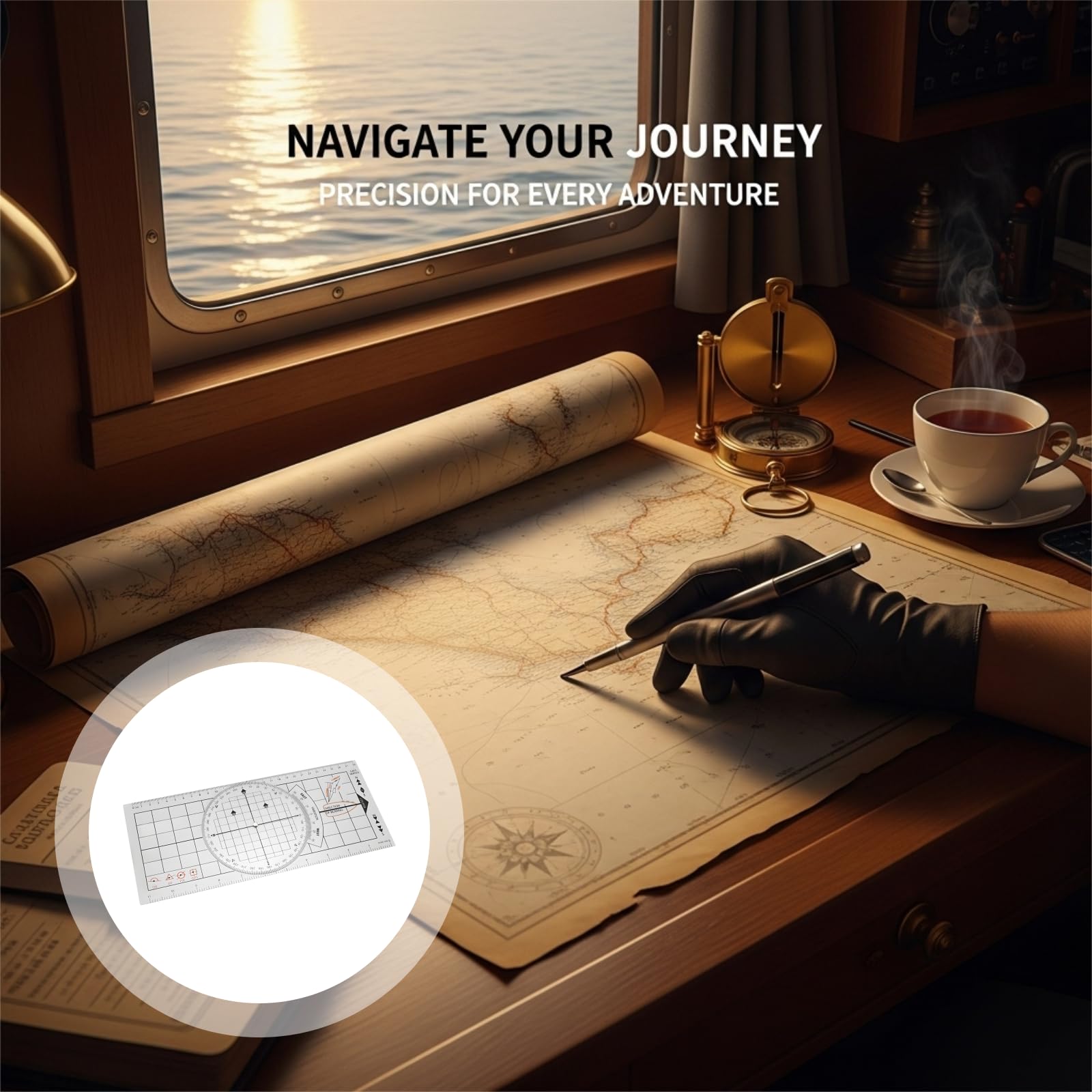 3 Stk. Marine Navigationsset, nautisches Kartierwerkzeug mit Einhandzirkel, Navigationslineal und Winkelmesser, Zeichenzubehör für Bootfahren, Segeln und Seefahrt, für präzise Kartendarstellung