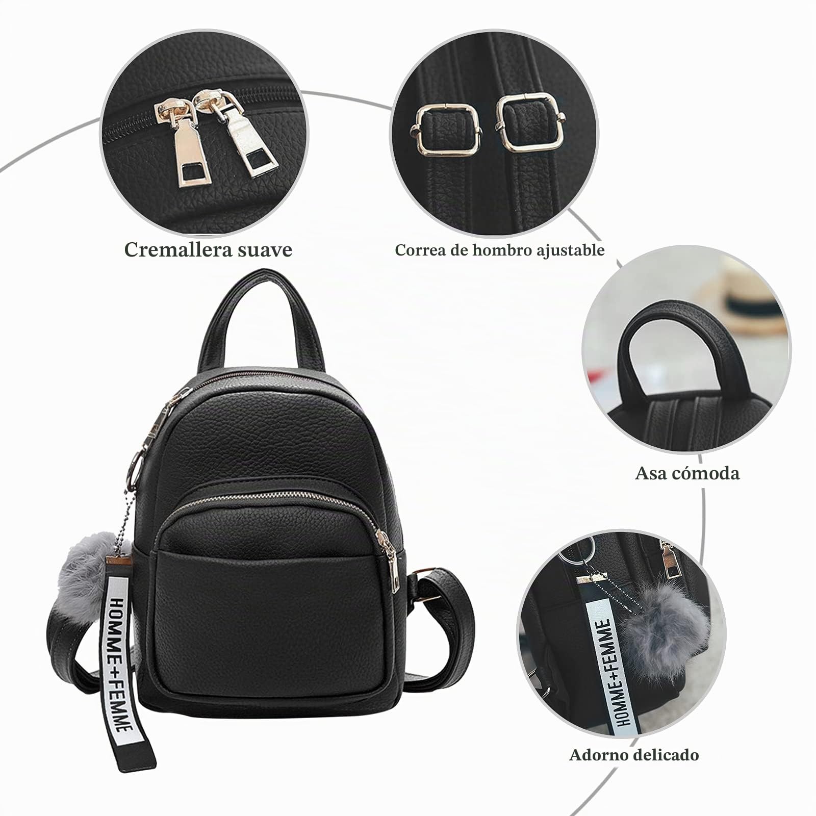 Moda Mini Mochila Mujer Pequeña Daypack Niñas Mochila de Cuero PU Monedero de Viaje para Cita Uso Diario