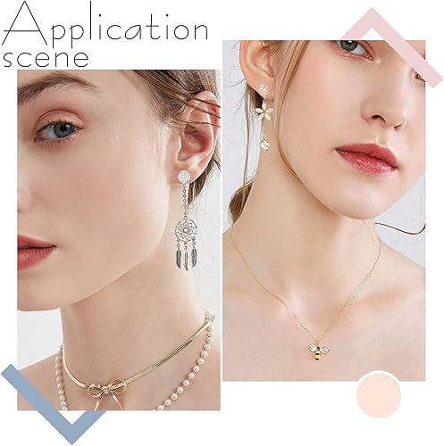 Miniatura 7 de UNICRAFTALE Acerca de 24pcs Aretes de flor con lazo 304 Acero inoxidable Filigrana Ear Stud Componente Dorado y Acero Inoxidable Color con Tapones