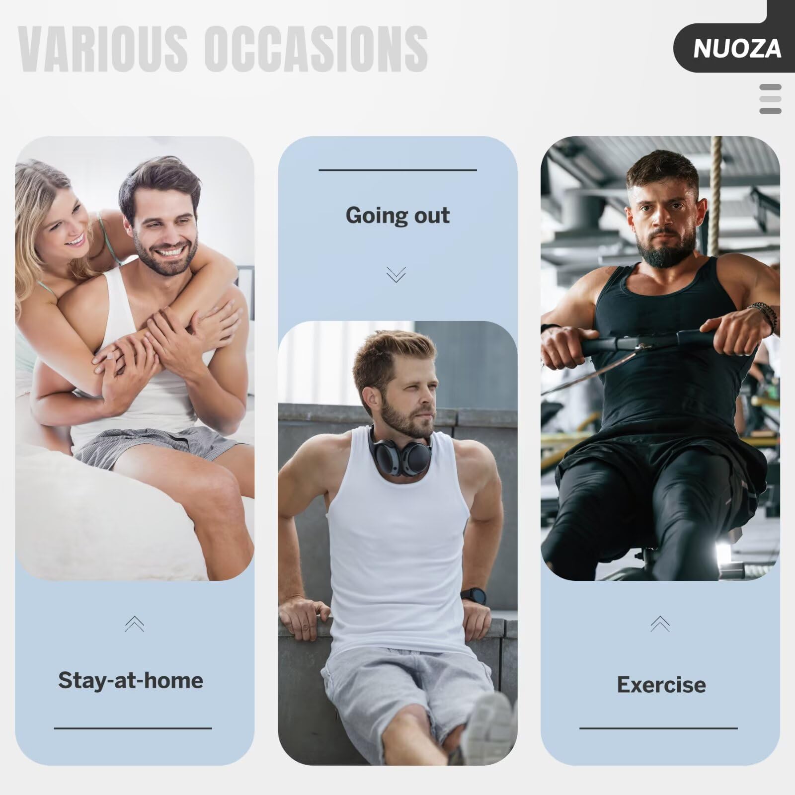 NUOZA Camiseta de Tirantes Algodón 100% Pack 5/3 Hombre S-5XL
