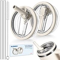 2 Pack 40 oz Flip Straw Leak Proof Lid for Stanley H2.0 Quencher, Stanley Lid Replacement 40 oz for Stanley Cup Accessories ProTour, No Spill Proof Straw Cover for Stanley Accessories (Cream & Cream)