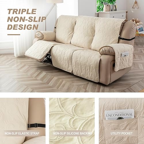 Vista 70 de Genina Fundas de sofá para sofá de 2 cojines, 100% impermeables, fundas de sofá reclinable de 3 asientos para sofás reclinables, protector