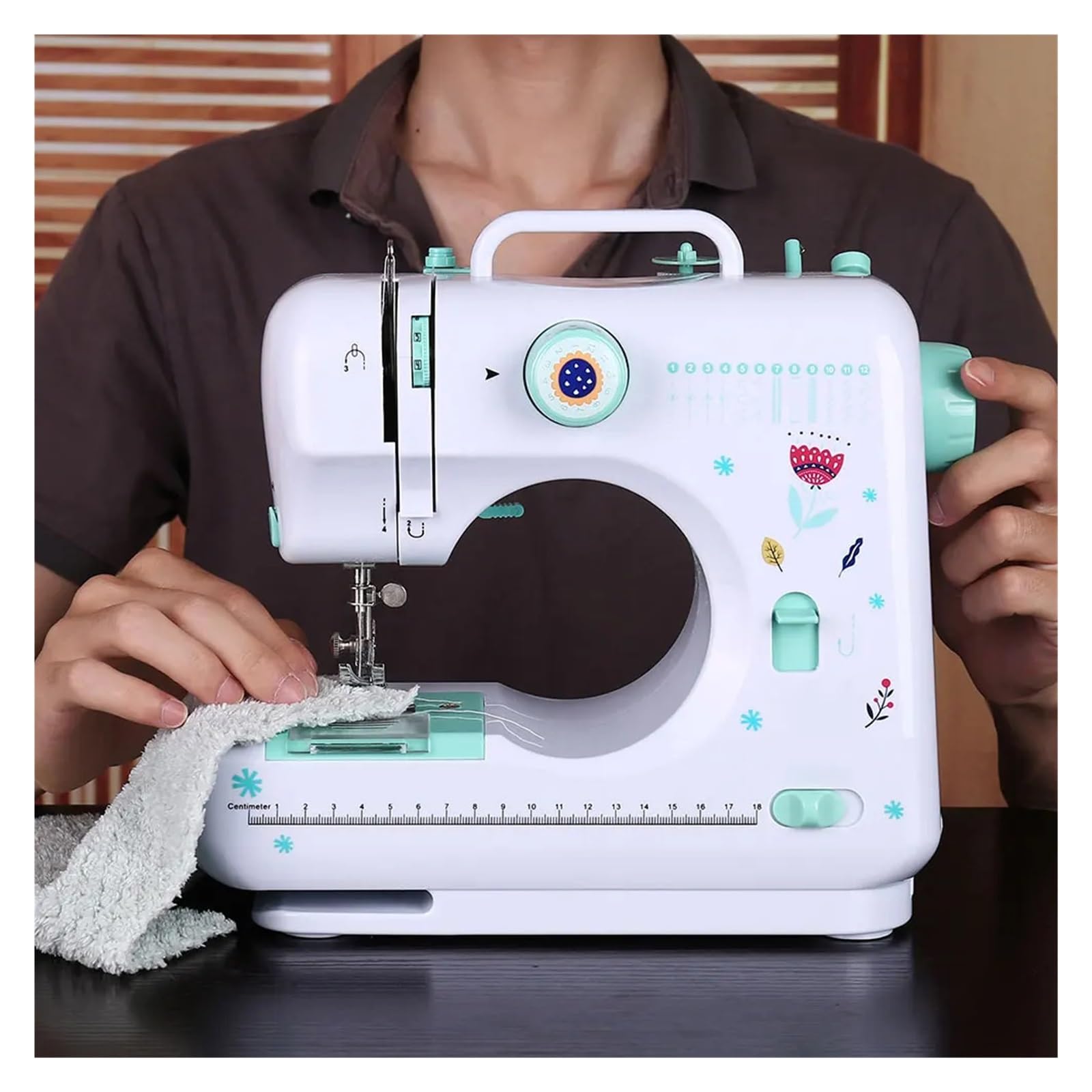 Máquina De Coser Doméstica, 12 Puntadas, Multifunción, Doble Hilo, Luz LED Nocturna, Mini Parcheo Manual Profesional Potente Silenciosa Y Estable(A)