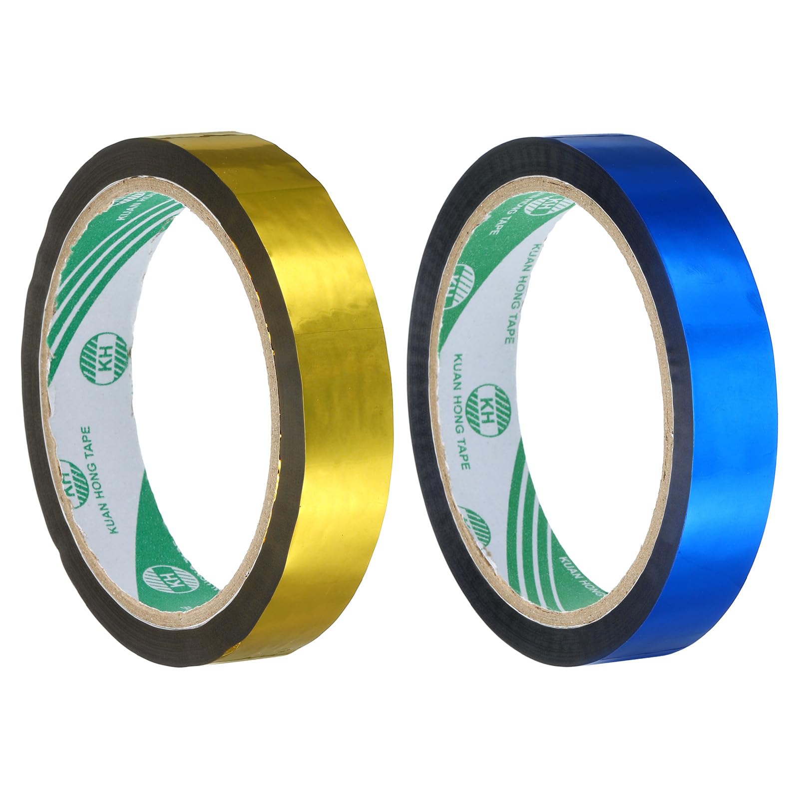 sourcing map Washi Tape Set 0.7 Inch x 55 Yards Holographic Metalized Reflective Tape for Holiday Packaging and Decoration, DIY and Art craft (2 Rolls, Gold Tone + Blue)